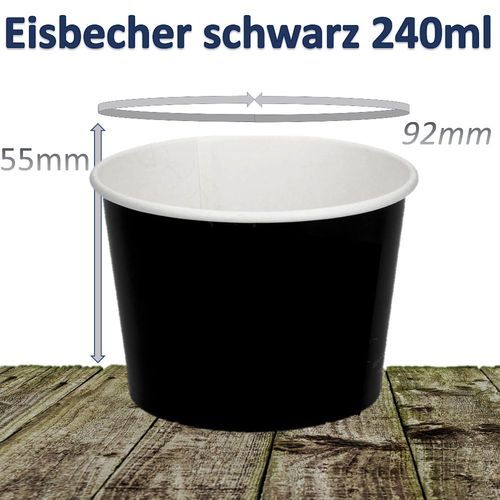 Eisbecher Papier SCHWARZ 100-1000 Stk. Einweg mittel 240ml Frozen Joghurt Becher
